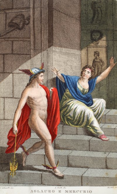 Aglauros and Mercury, illustration from Ovid